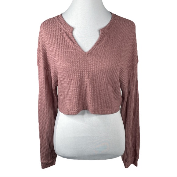 Shein Long Sleeve Crop Top Mauve Size Medium - Picture 8 of 8